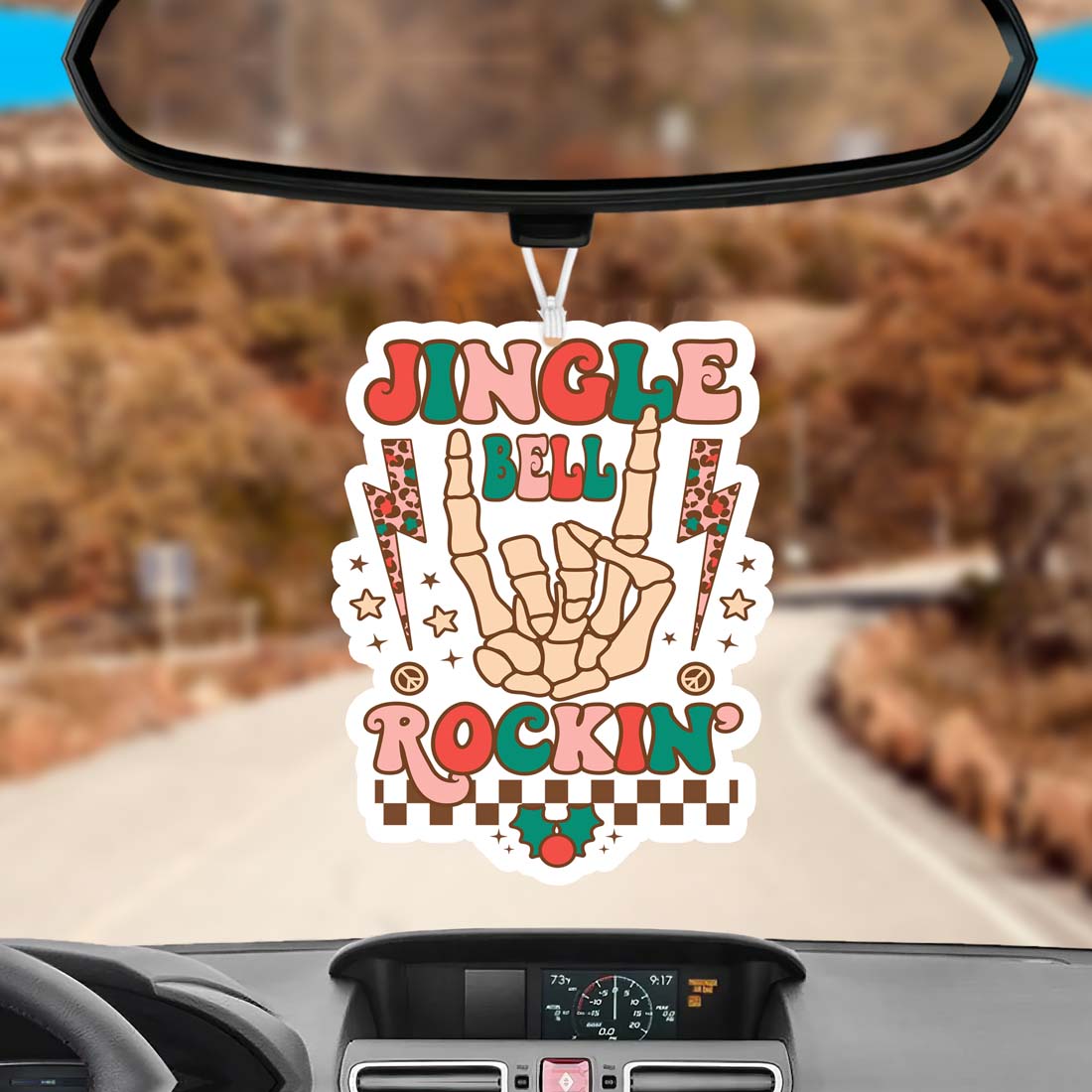 Jingle Bell Freshie hanging air freshener with festive design, perfect for holiday decor and freshening up spaces.