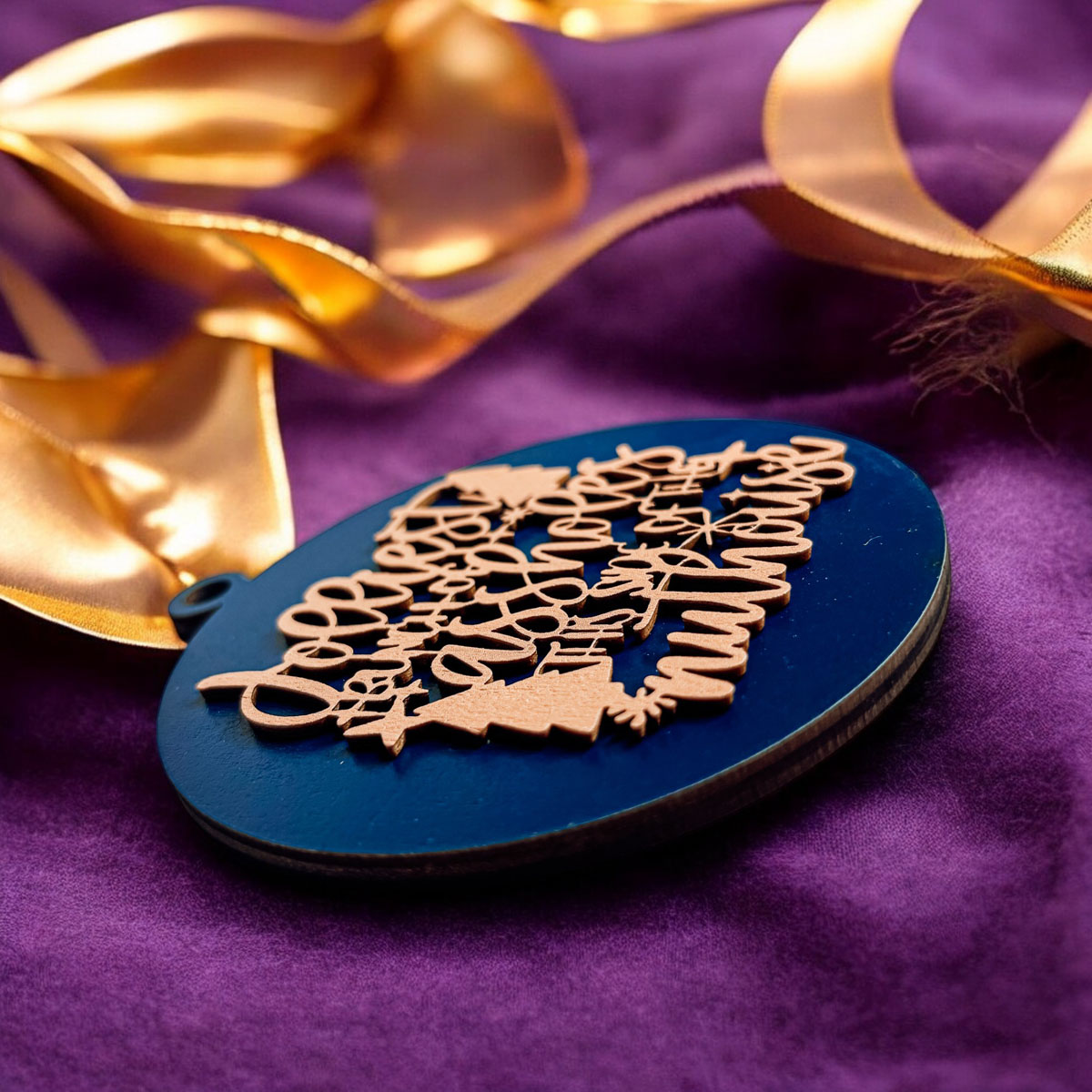 Jolliest Bunch Wooden Ornament featuring festive graphics and rustic twine, available in 12 vibrant colors.