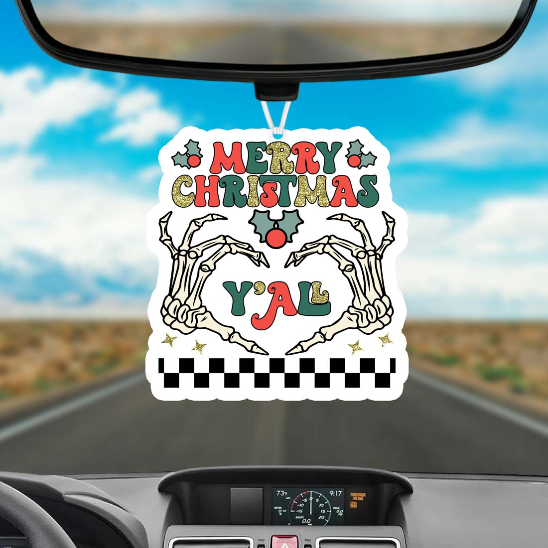 Y'All Freshie hanging air freshener in various scents, featuring a cute design suitable for home, car, or office decor.