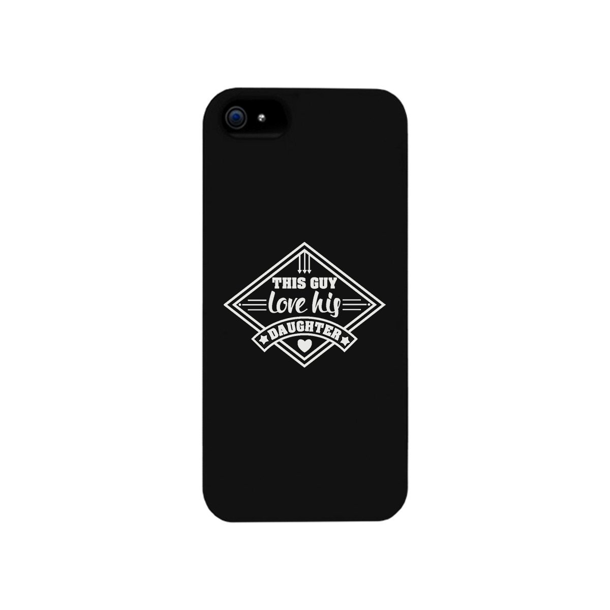 Black phone case featuring the phrase 'This Guy Loves His Daughter', designed for fathers, showcasing a unique and humorous style.