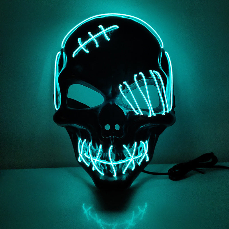 Halloween Scary One-Eyed Pirate Mask with LED lights, featuring a vibrant multicolor design, perfect for cosplay and festive occasions.