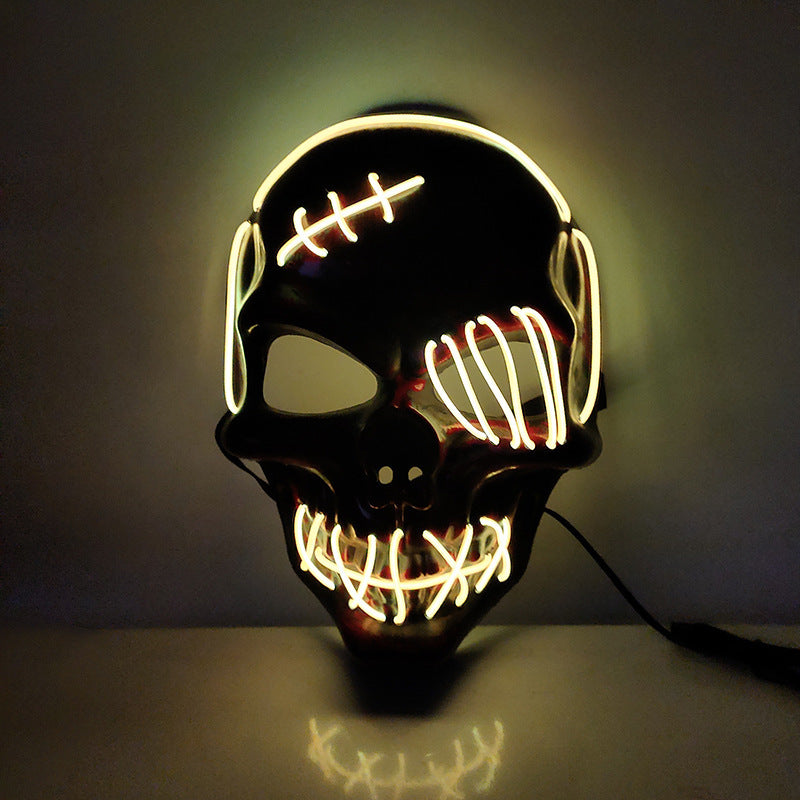 Halloween Scary One-Eyed Pirate Mask with LED lights, featuring a vibrant multicolor design, perfect for cosplay and festive occasions.