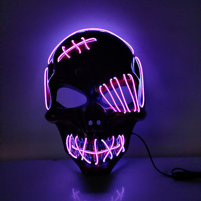 Halloween Scary One-Eyed Pirate Mask with LED lights, featuring a vibrant multicolor design, perfect for cosplay and festive occasions.