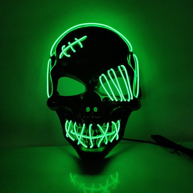 Halloween Scary One-Eyed Pirate Mask with LED lights, featuring a vibrant multicolor design, perfect for cosplay and festive occasions.