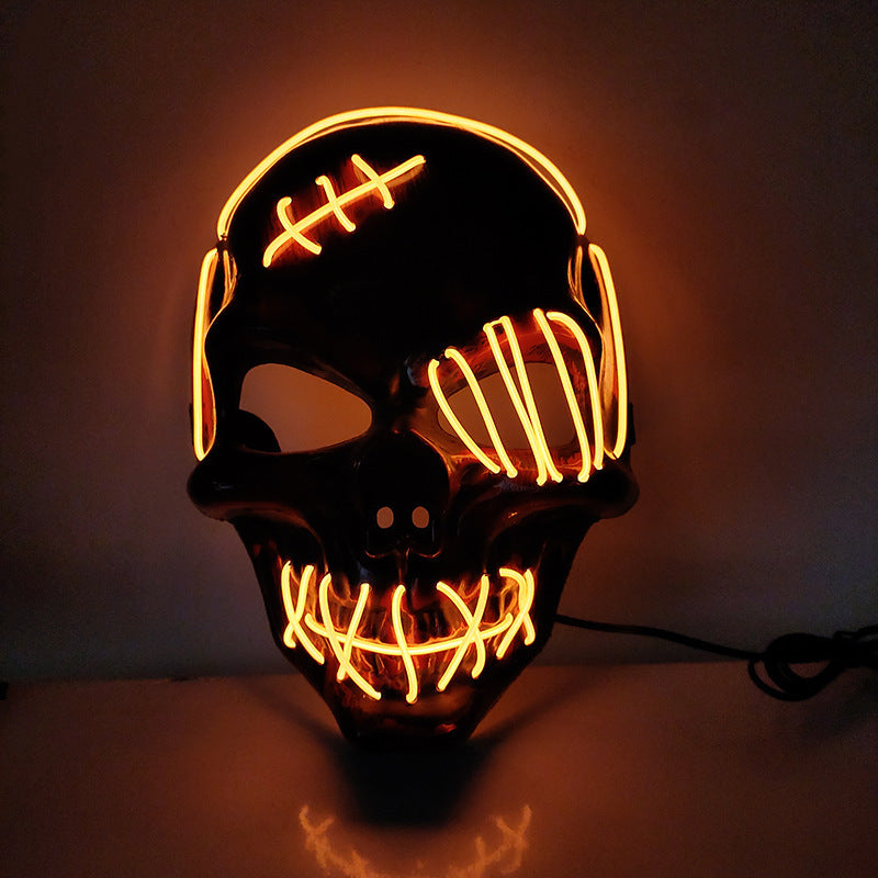 Halloween Scary One-Eyed Pirate Mask with LED lights, featuring a vibrant multicolor design, perfect for cosplay and festive occasions.