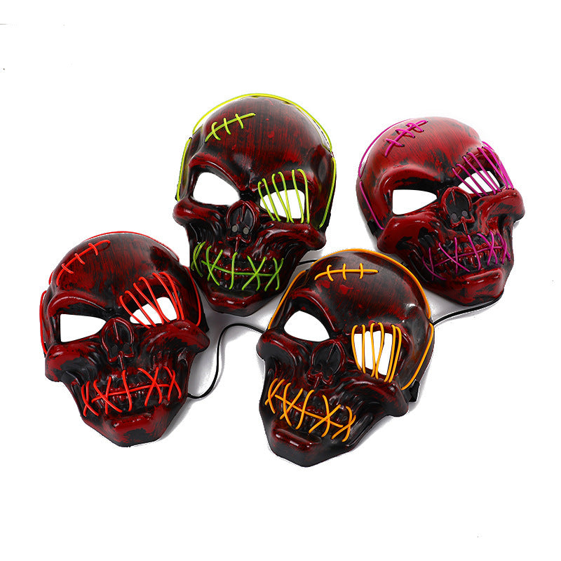 Halloween Scary One-Eyed Pirate Mask with LED lights, featuring a vibrant multicolor design, perfect for cosplay and festive occasions.