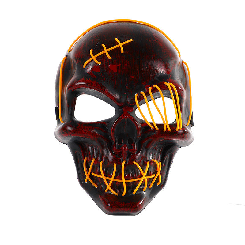 Halloween Scary One-Eyed Pirate Mask with LED lights, featuring a vibrant multicolor design, perfect for cosplay and festive occasions.