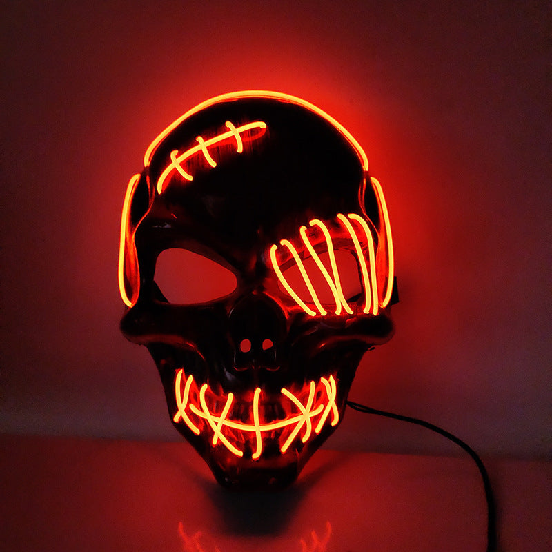 Halloween Scary One-Eyed Pirate Mask with LED lights, featuring a vibrant multicolor design, perfect for cosplay and festive occasions.