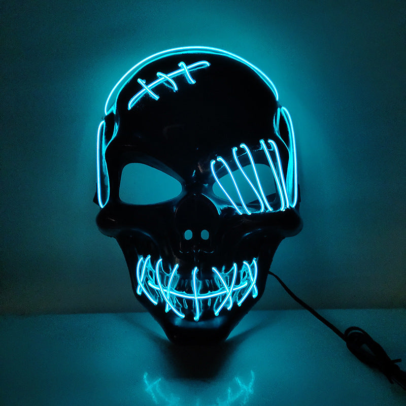 Halloween Scary One-Eyed Pirate Mask with LED lights, featuring a vibrant multicolor design, perfect for cosplay and festive occasions.