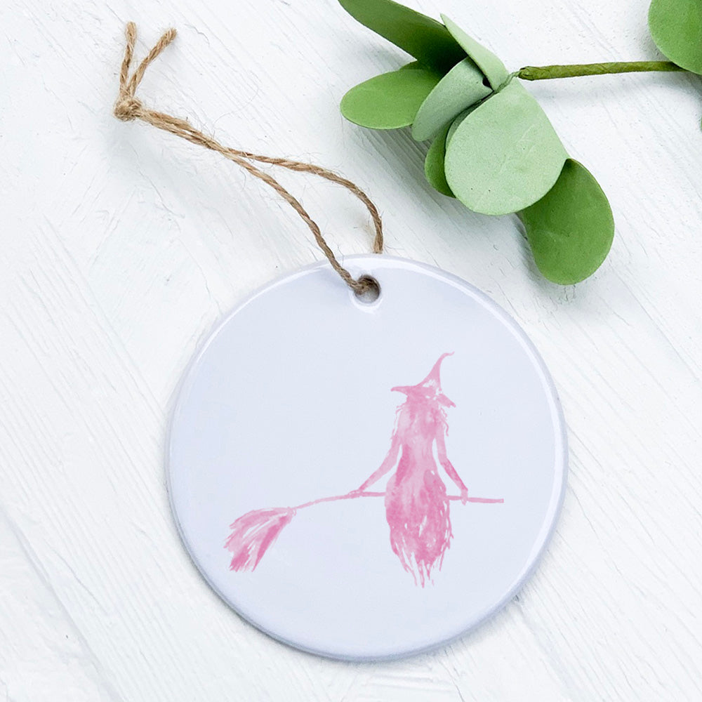 Main Pink Witch Silhouette - Ornament image