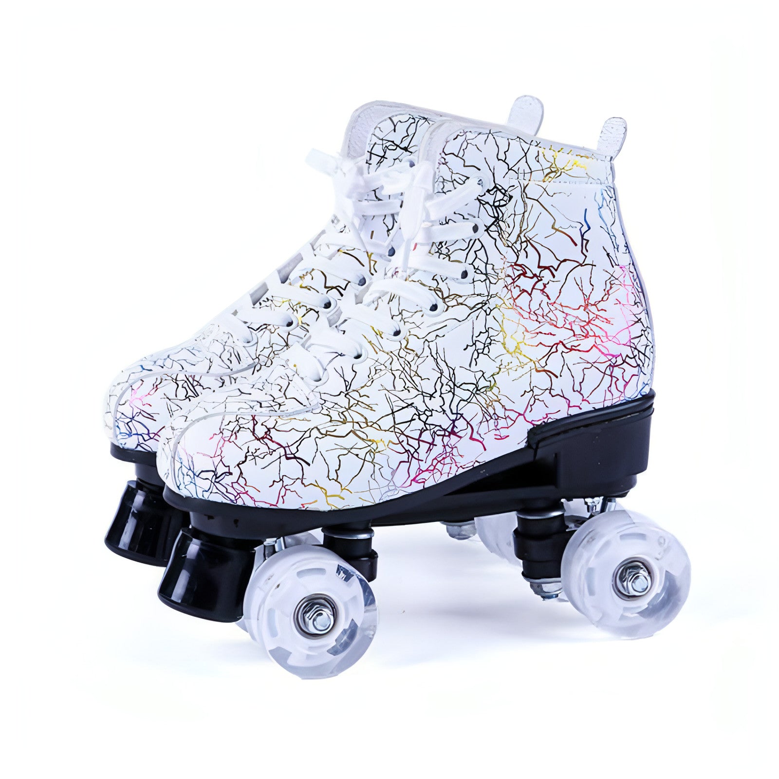 New Black And White Double Row Skates designed for adults, featuring a stylish design and double row wheels for enhanced stability.