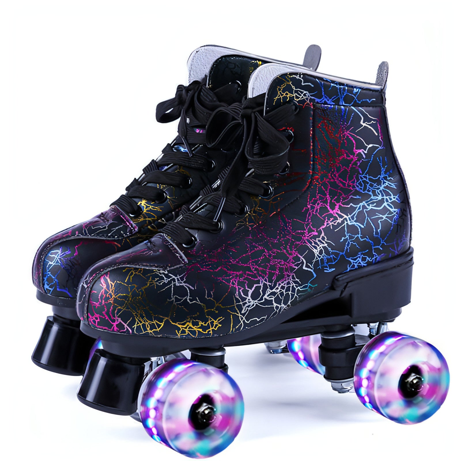 New Black And White Double Row Skates designed for adults, featuring a stylish design and double row wheels for enhanced stability.