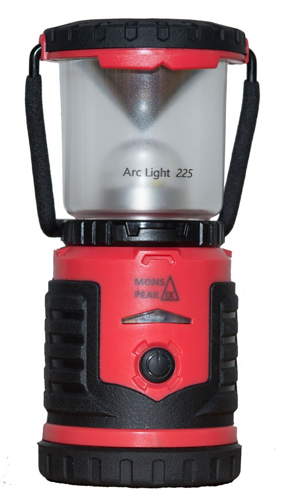 Red and black camping lantern.