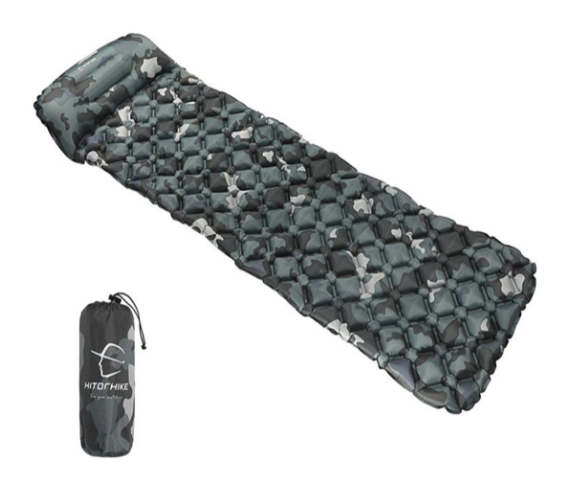 High Quality Inflatable Camo Sleeping Pad with waterproof and tear-resistant nylon material, designed for outdoor camping and travel.
