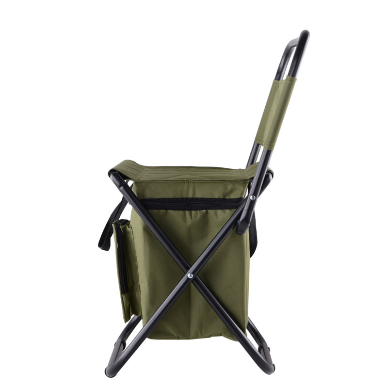 Keep Warm Cold Portable Folding Beach Chair in army green, showcasing its durable design and cooling features.