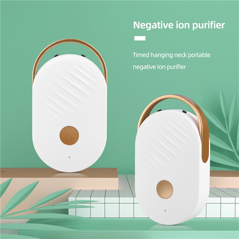 Mini lanyard portable air purifier in white, featuring a sleek design and adjustable lanyard for easy carrying.