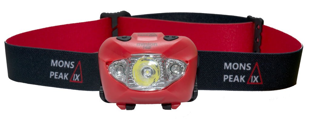 Minion 168 Headlamp showcasing its lightweight design, adjustable headband, and powerful Cree XP-E LED light features.