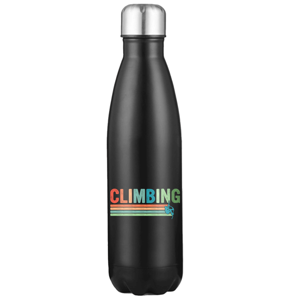 Climbing 17oz stainless steel water bottle with double-walled vacuum insulation and leakproof cap, featuring a stylish UV printed design.