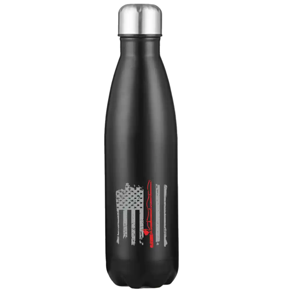 Fishing Rod American Flag 17oz Stainless Steel Water Bottle with a vibrant design and leakproof cap, perfect for outdoor activities.