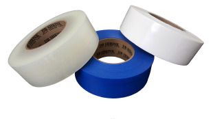 Roll of 2 x 180 ft. white heat shrink tape with a strong adhesive backing, ideal for sealing seams and patching holes.