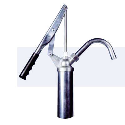 Action Pump 3001 Steel Lever Action Pump with curved discharge spout and zinc-plated finish, designed for durability and fluid dispensing.