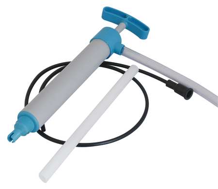 Action Pump 7009 Mini Multi-Task pump with a 38-inch dipstick hose, showcasing its PVC construction and compact design.