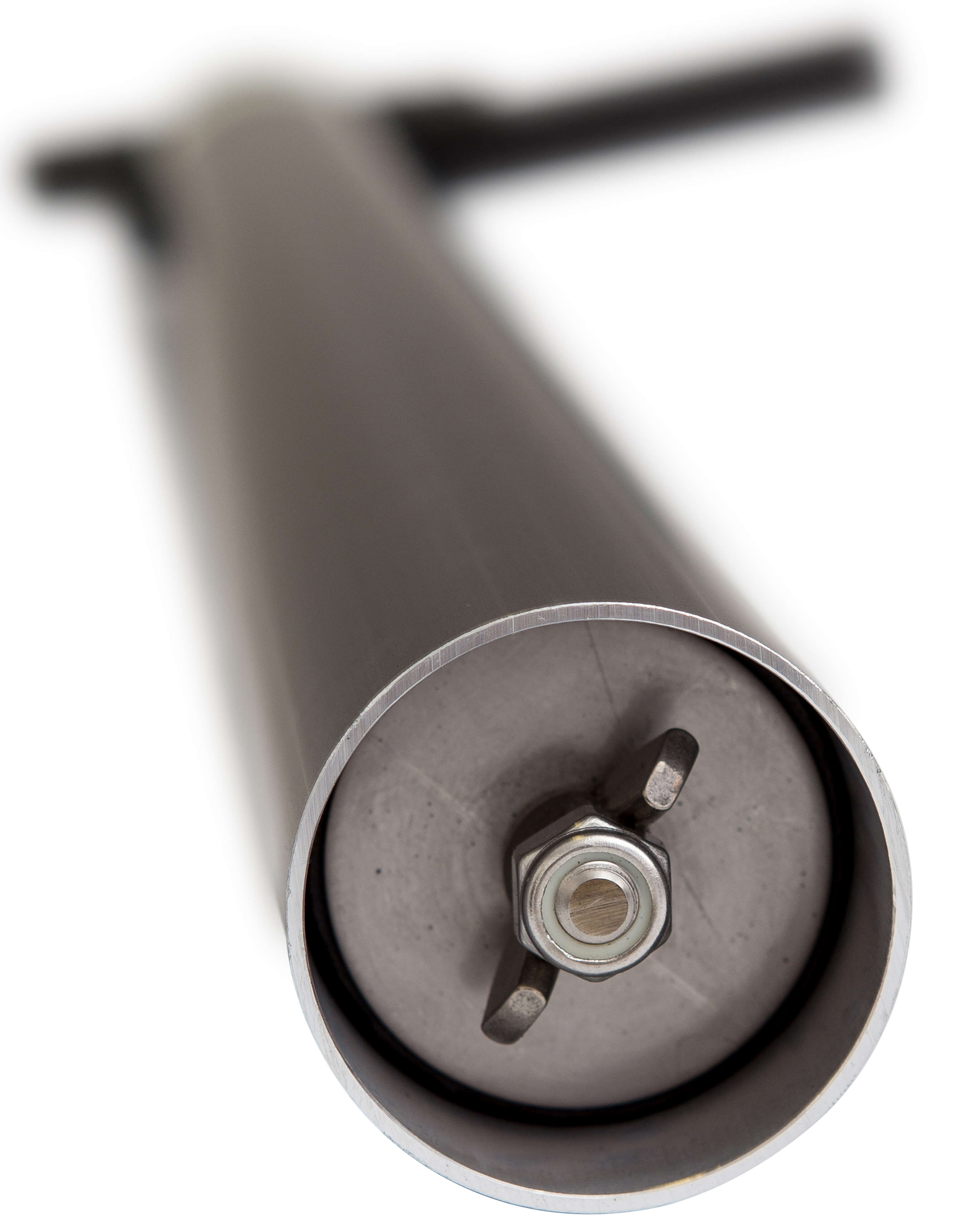 Novateur Ghost Shrimp Pump made of black aluminum, featuring a comfortable handle and stainless steel components, designed for efficient shrimp pumping.