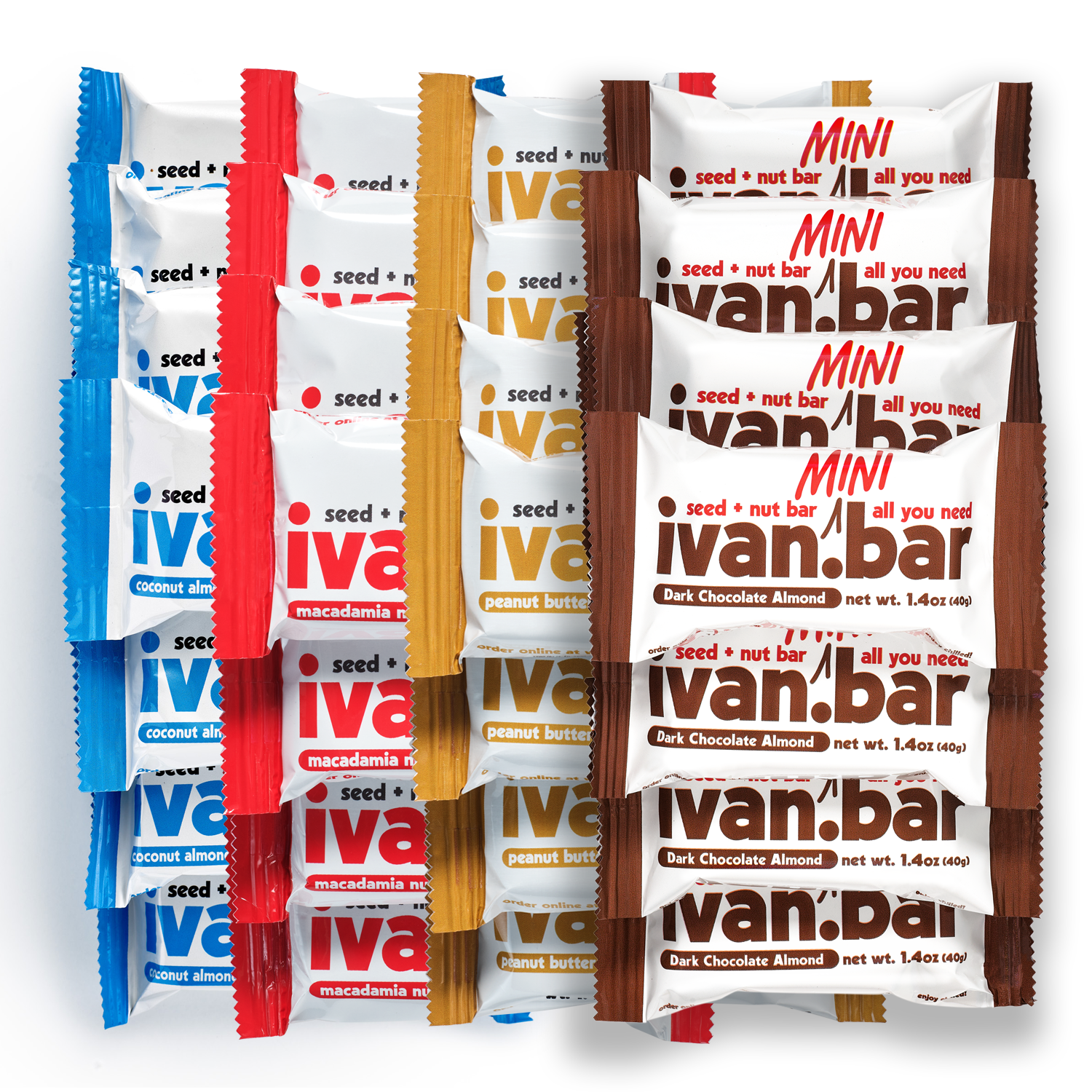 A beautifully arranged 4-way combo box featuring Almond Macadamia, Coconut Almond Macadamia, and Dark chocolate flavors, perfect for gifting.