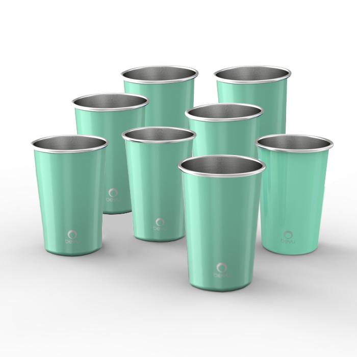 8 Cups Stainless Steel Mint Set Bevu® featuring durable, lightweight design for parties and outdoor use.
