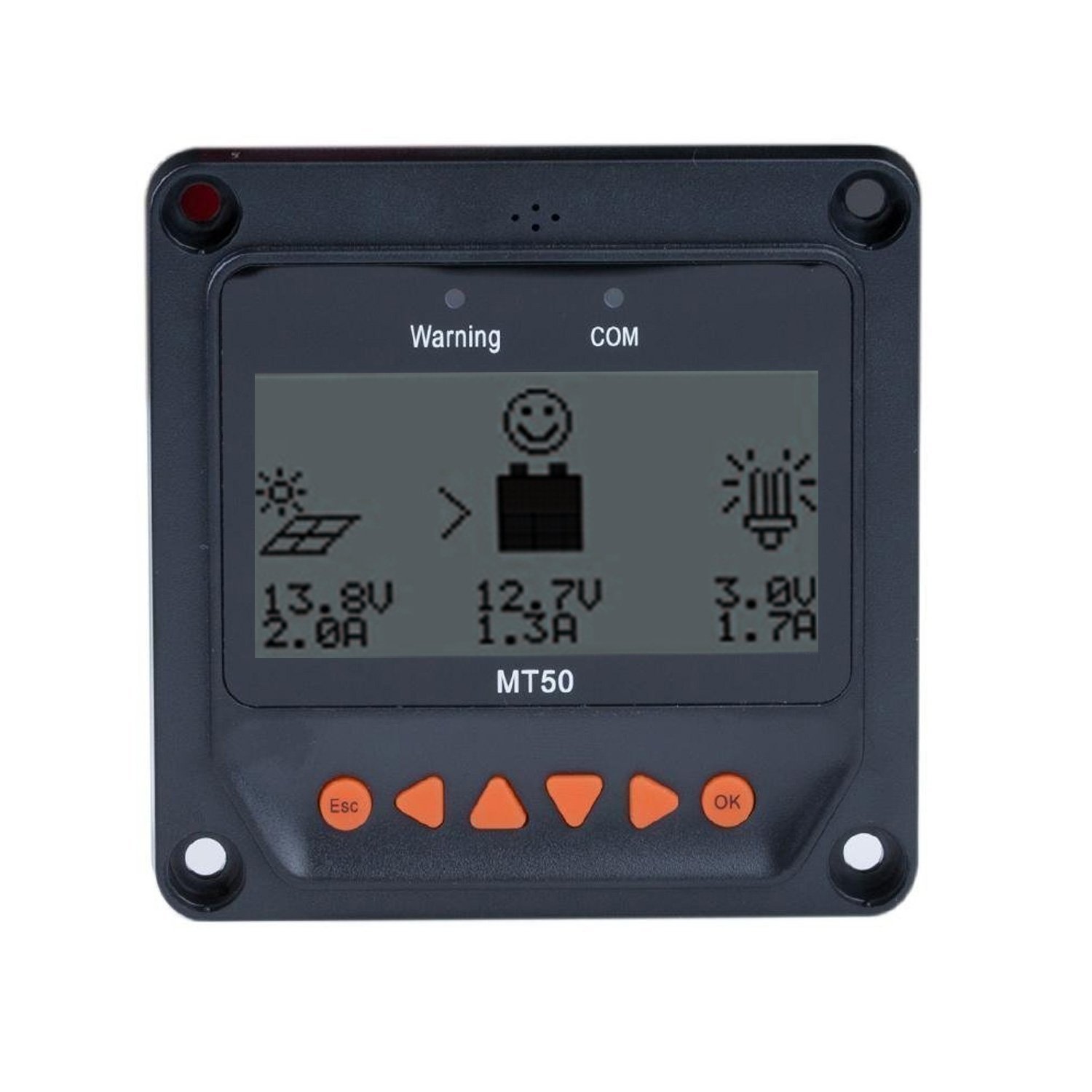 ACOPOWER MT-50 Remote Meter with LCD Display showcasing its large screen and user-friendly interface for solar energy monitoring.
