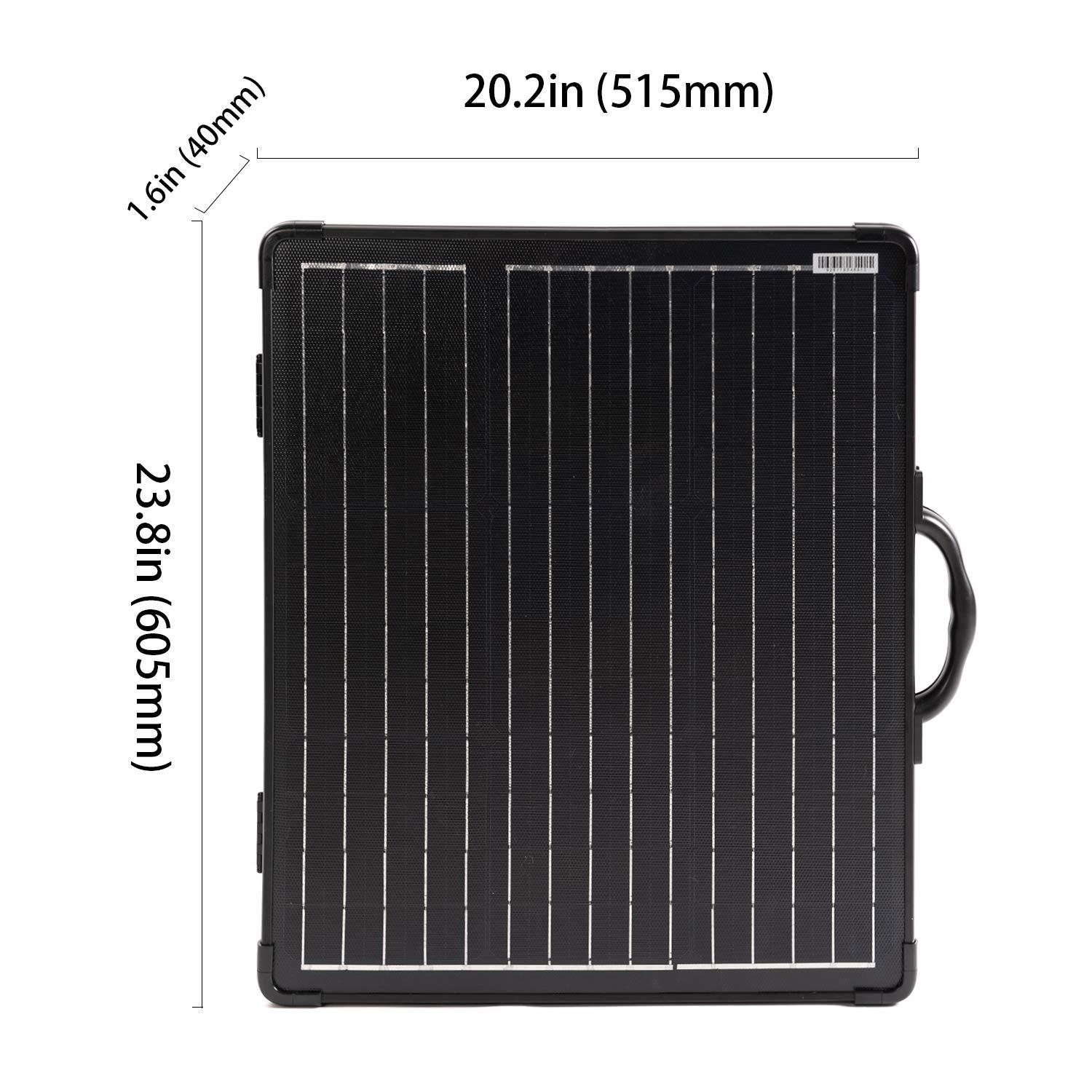 ACOPower 100W Portable Solar Panel Kit featuring a lightweight design, monocrystalline solar cells, and a waterproof charge controller, ideal for outdoor use.