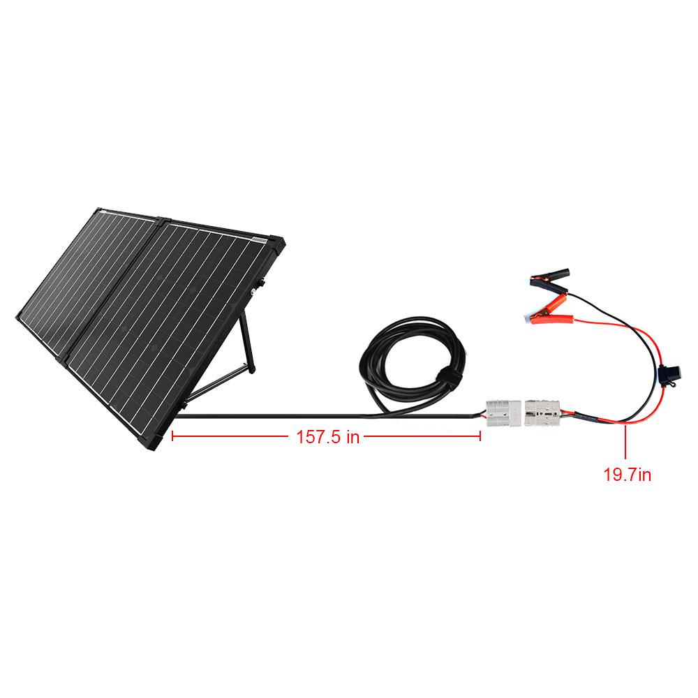 ACOPower 120W Portable Solar Panel Kit displayed with its folded design, showcasing the lightweight briefcase style and included charge controller.