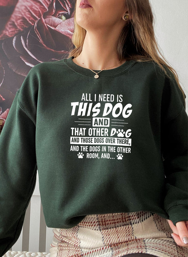 Cozy sweatshirt featuring a playful dog-themed design, perfect for dog lovers.