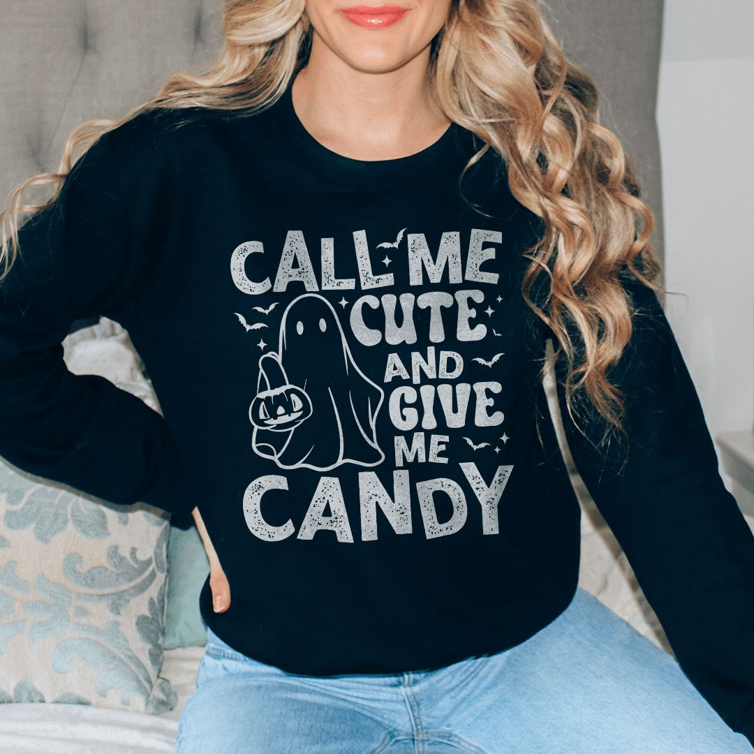 Cozy Call Me Cute An Give Me Candy sweats featuring unique designs by top artists, made from cotton/poly fleece blend.