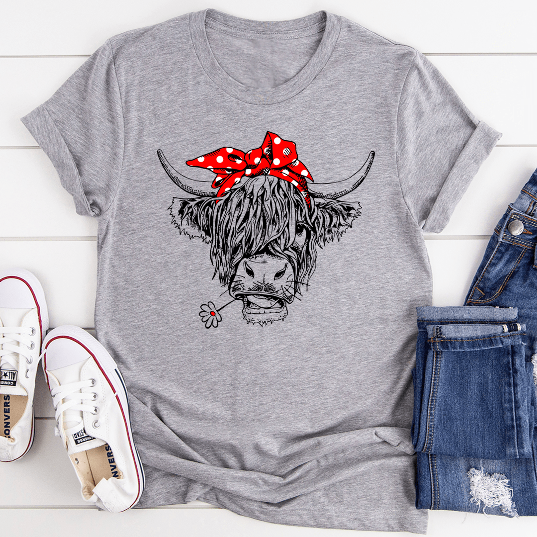 A stylish Cow Tee made from soft ring-spun cotton, featuring durable double stitching and vibrant DTG printed design.