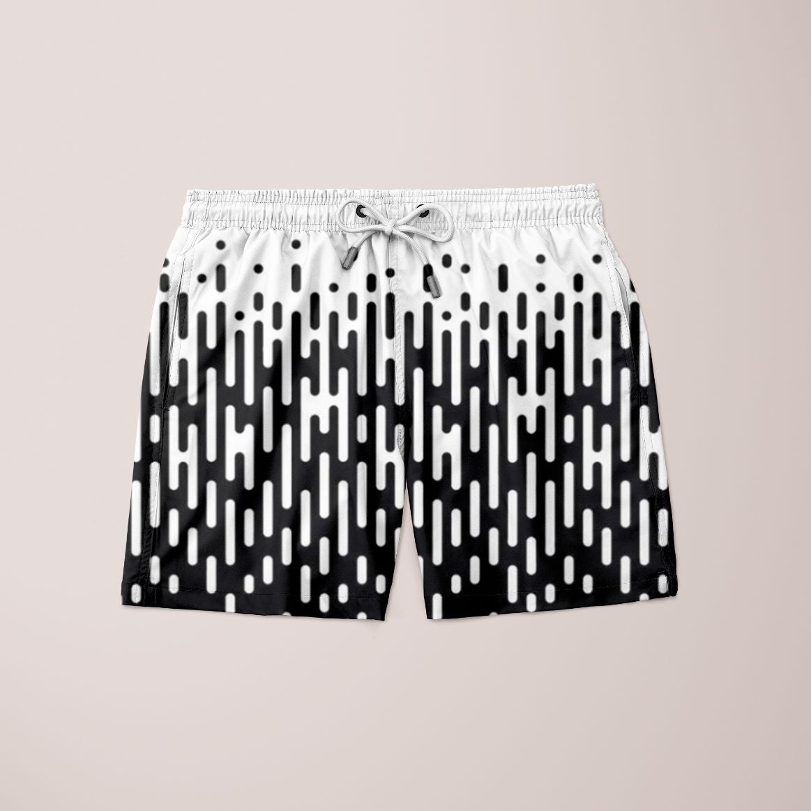 A pair of stylish DotBar Shorts featuring a unique full print design, made from 100% microfiber, showcasing their vibrant colors and comfortable fit.