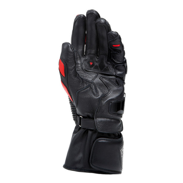 Dainese Druid 4 leather racing gloves showcasing carbon inserts and ergonomic design.