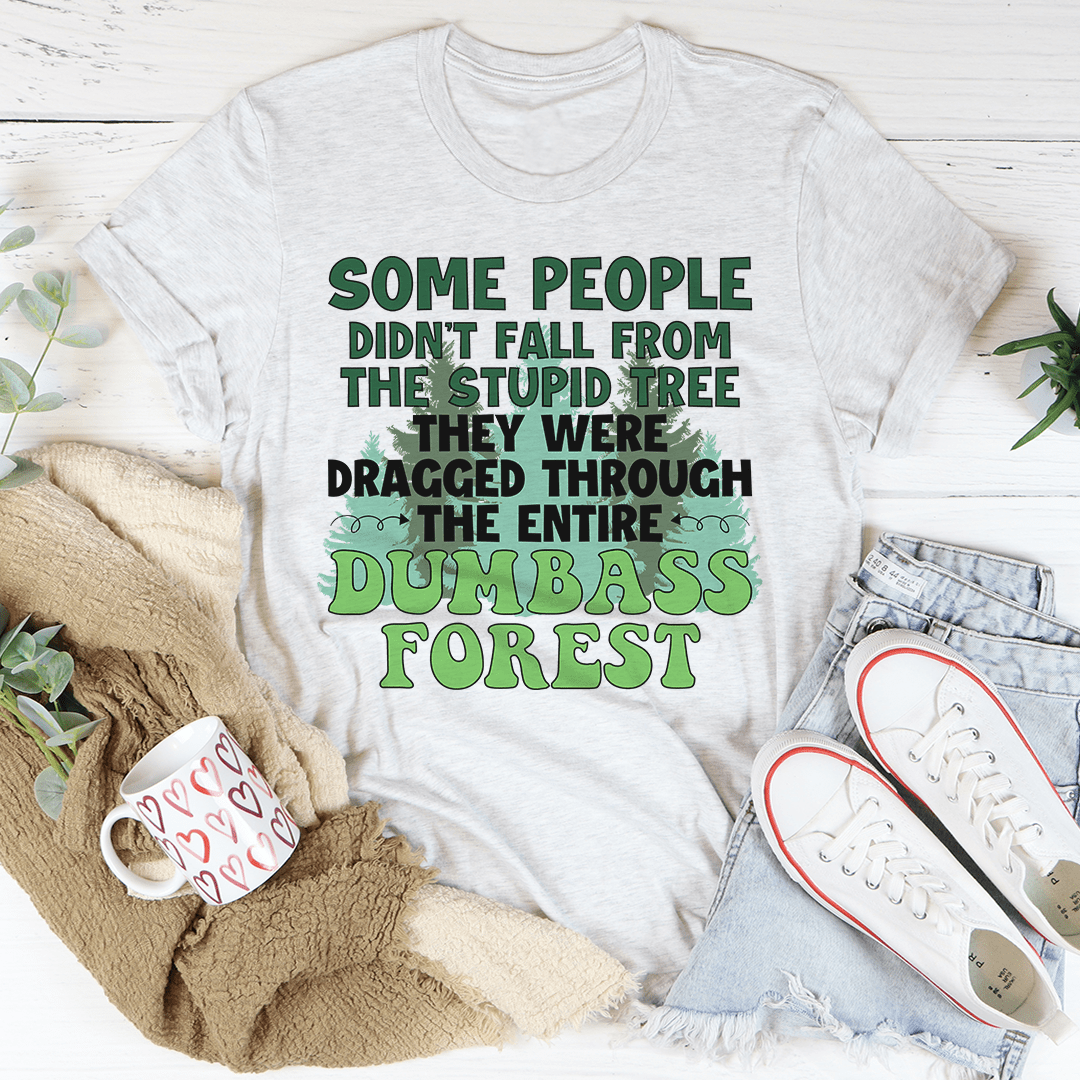 Dumbass Forest T-Shirt made of soft ring-spun cotton with double stitching, showcasing its vibrant design.