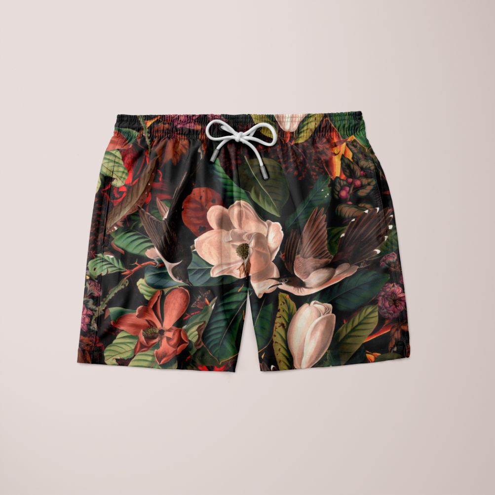 A pair of Elel Shorts featuring a unique full print design, made from 100% microfiber, showcasing vibrant colors and a comfortable fit.