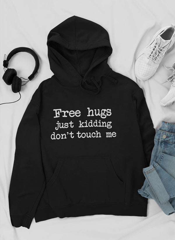 A stylish Free Hugs Hoodie featuring a cozy fleece lining, adjustable hood, and unique artistic designs, perfect for casual wear.