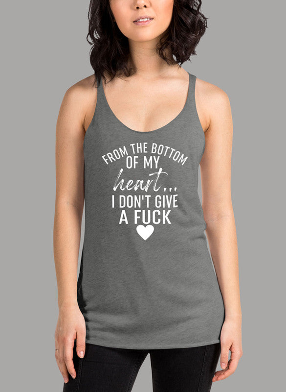 From The Bottom Of My Heart Women Tank Top in a stylish racer back design, showcasing its curved back hem and Neoteric™ fabric.