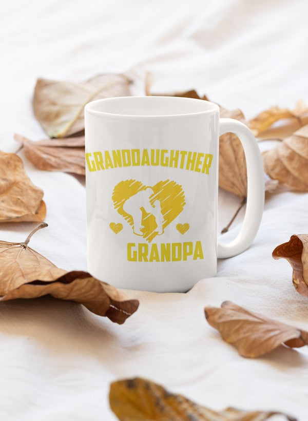 A stylish 11oz ceramic mug with a glossy finish, featuring a sturdy handle, perfect for granddaughters.
