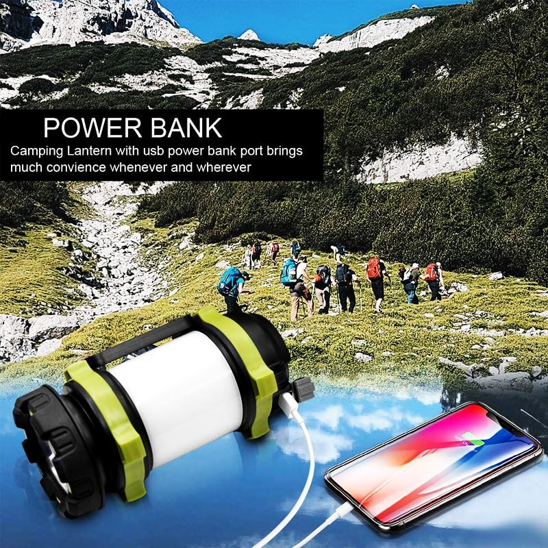 Handheld Multifunction LED Camping Waterproof Lantern with USB charging and touch control, ideal for outdoor activities.