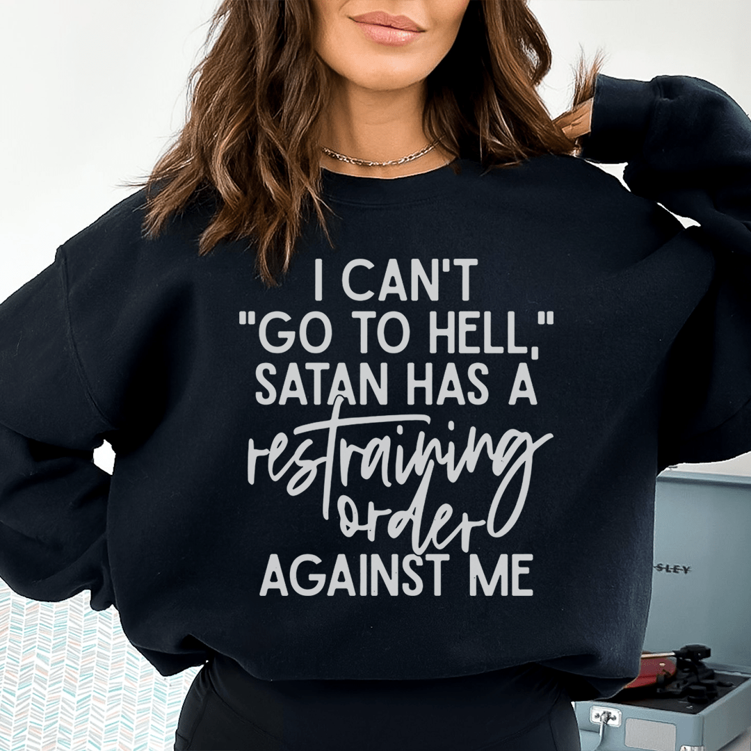 A stylish 'I Can't Go To Hell' hoodie featuring a unique design by top artists, made from a cozy cotton/poly fleece blend.