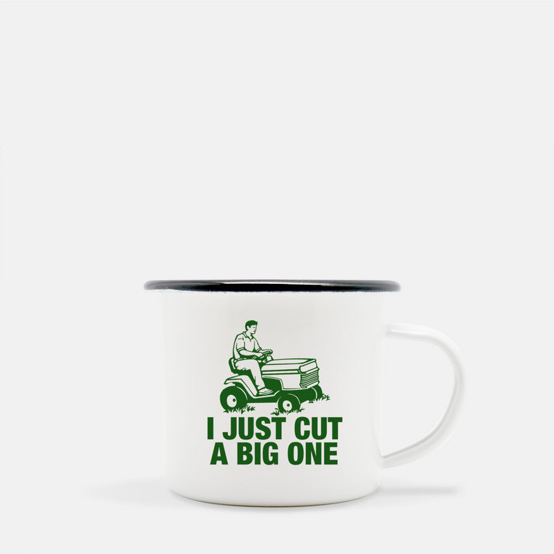 I Just Cut A Big One Gold & Silver Mug showcasing a luxurious gold metallic coating and elegant design, perfect for beverages.