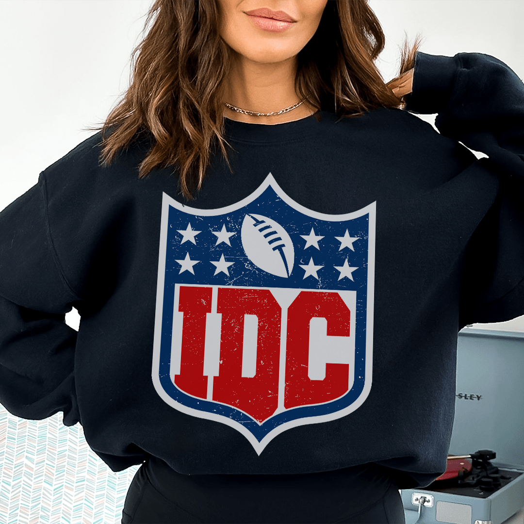 IDC Football hoodie featuring a cozy fleece lining and adjustable cuffs, designed for comfort and style.