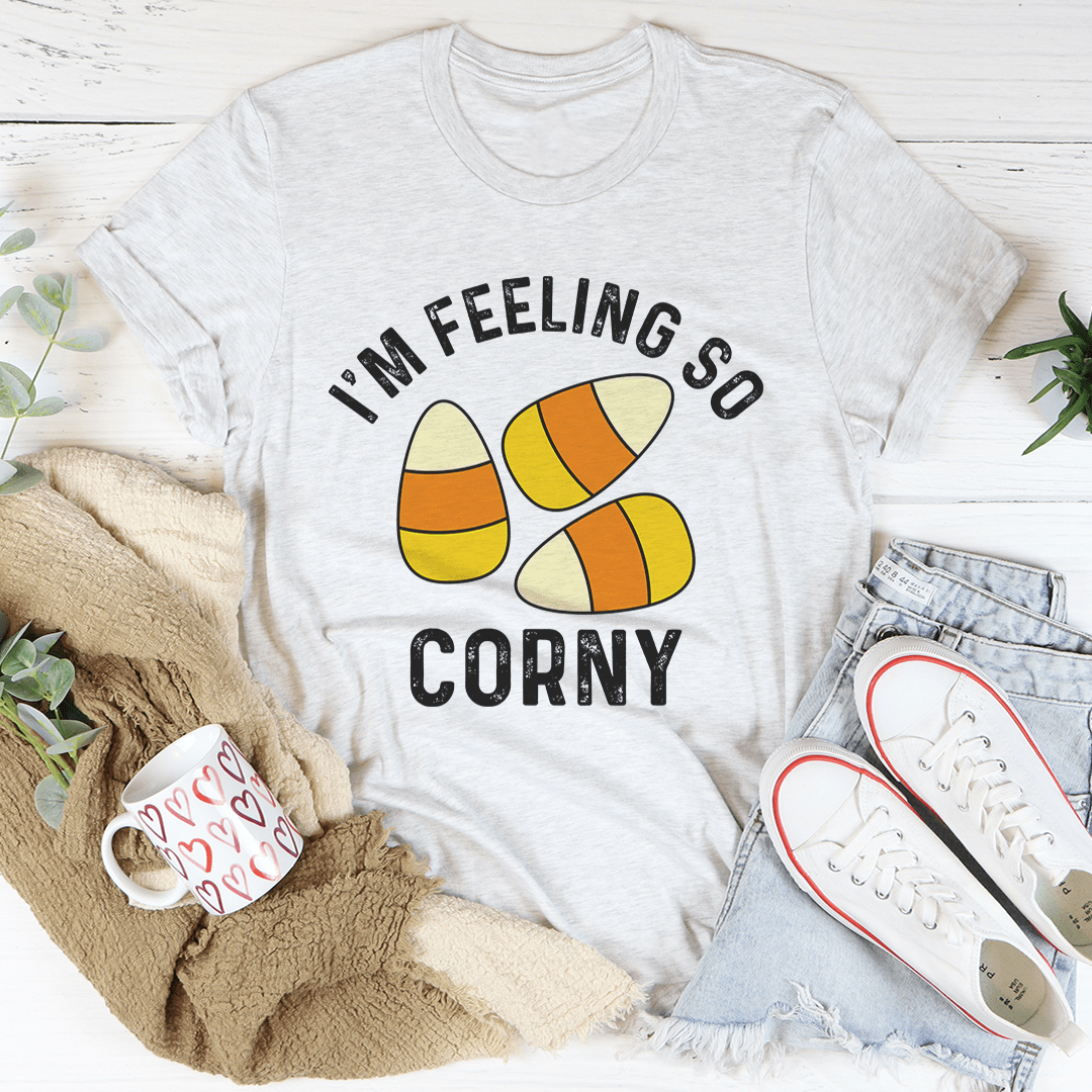 I'm Feeling So Corny Tee in soft ring-spun cotton, featuring double stitching for durability and a playful design.