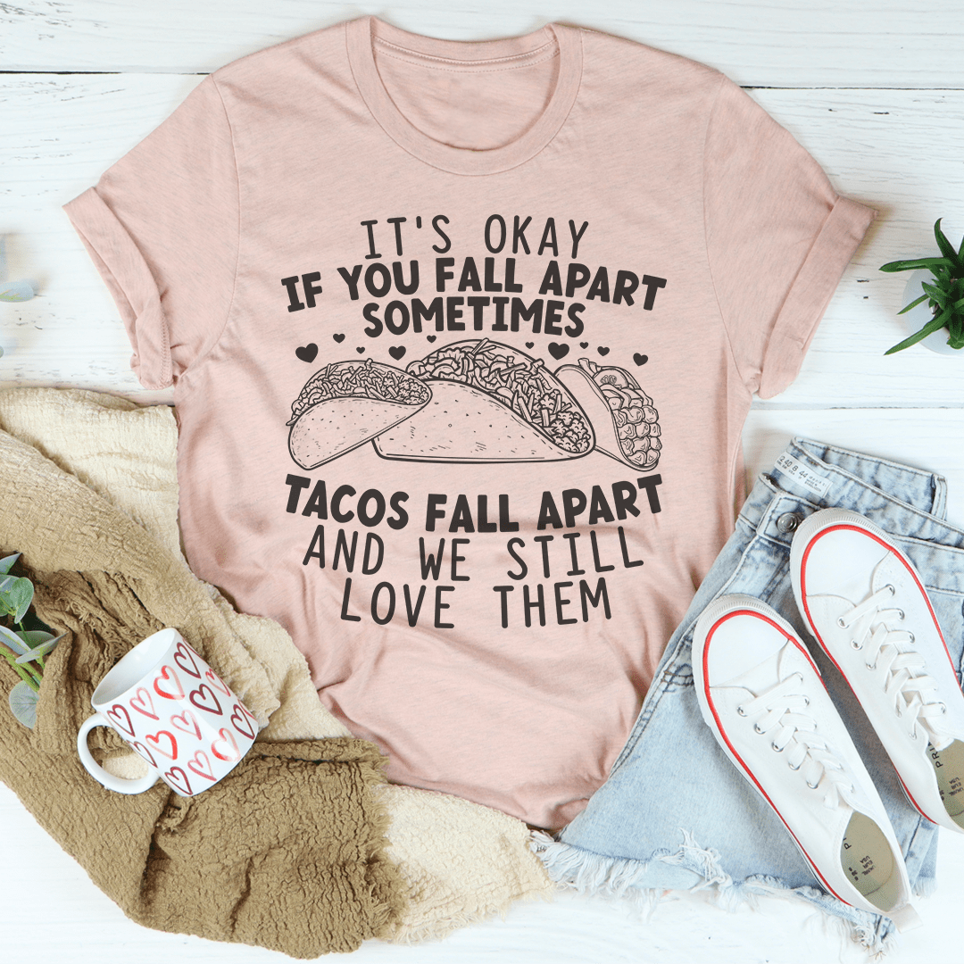 Pink shirt with taco quote.