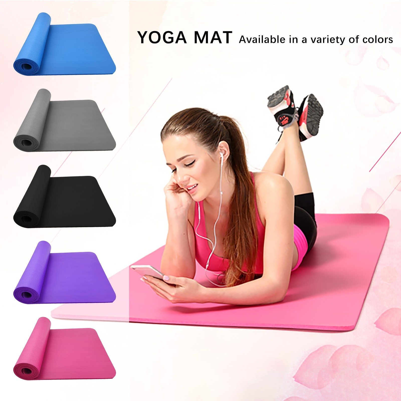 Large Size Slip Yoga Fitness Mat with a cushioned surface and anti-skid texture, ideal for yoga and fitness exercises.