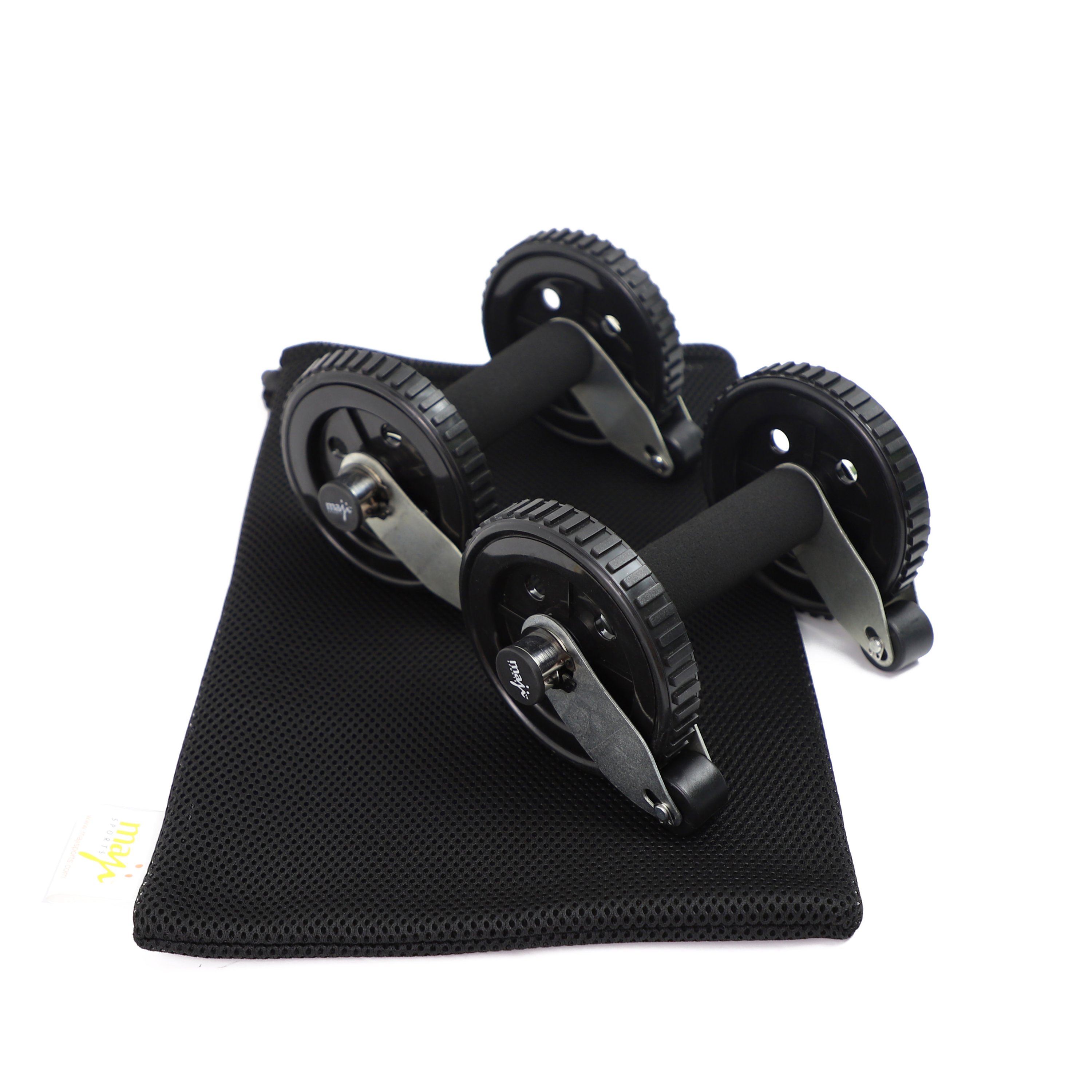 Multi-Functional Ab Rollers with active stop wheel function, designed for ab workouts and push-ups, featuring durable materials and comfortable grips.
